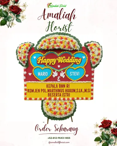 Karangan Papan Bunga Pernikahan di Sidadadi